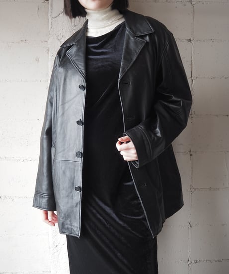 WILSONS LEATHER Open Collar Leather Jacket BK