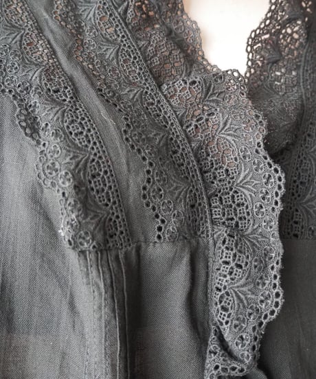 Cotton×Linen Lace Tyrol Blouse BK