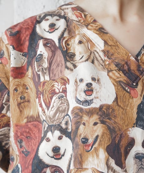 Dog Pattern Vneck Pullover Shirt BR