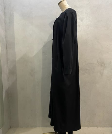 Collarless Side Button Dress BK