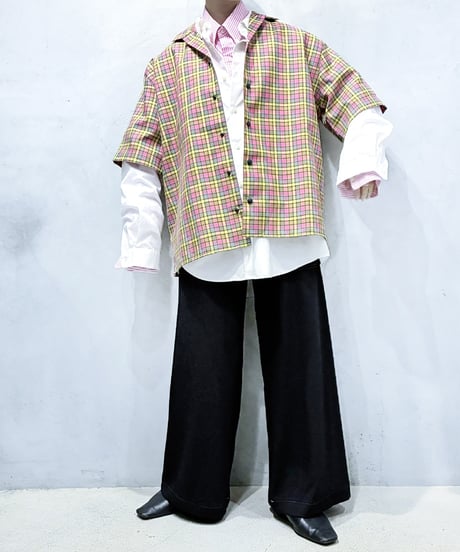 MSGM S/S Back Logo Check Shirt