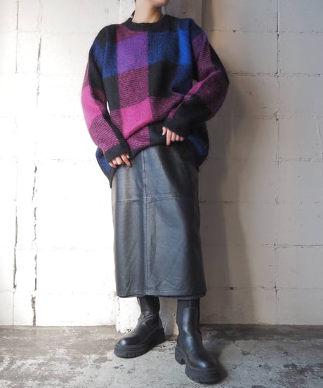 Check  Pattern Mohair Knit BLPI