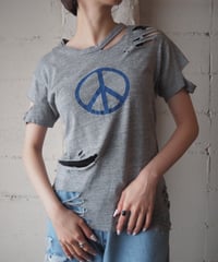 ~80's Peace Mark Crashed Tee GRY