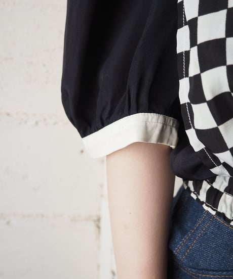 Checker Flag Pattern Blouse BKWH