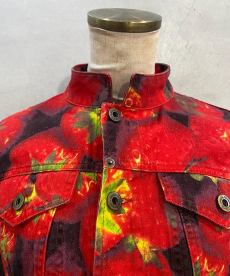 DOLCE&GABBANA Strawberry Pattern Denim Jacket RE