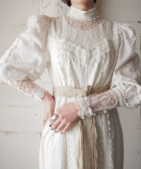 1970's Stand Collar Lace Dress WH