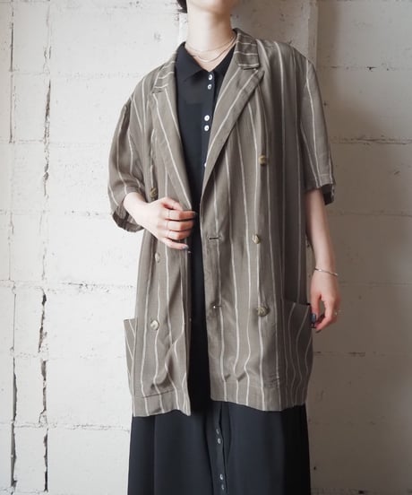 1980's France Stripe Tailored Jacket KABE