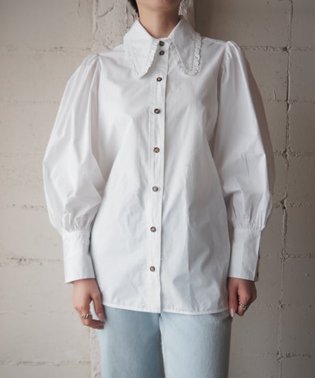 GANNI Volume Sleeve Blouse WH