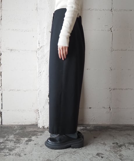 Many Button Long Tight Skirt BK