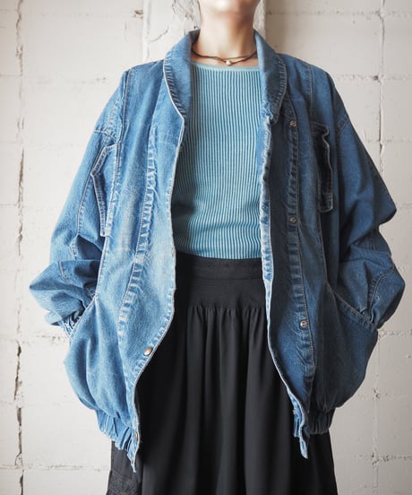 1980's Shawl Collar Design Denim Jacket BL