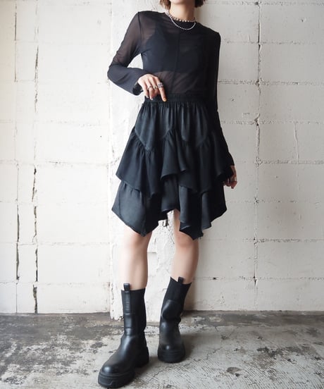 Hem Design Easy Mini Skirt BK