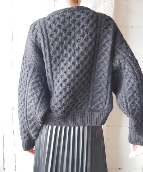 Cropped Fisherman Piece Dyeing Knit BK