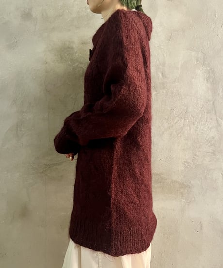 Mohair Collar Design Long Knit BUR