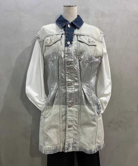 DIESEL N/S Metallic × Bleach Denim Dress WHSVNV