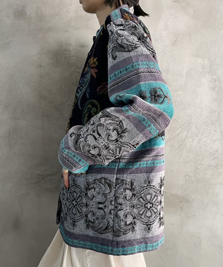 Stand Collar Pattern Gobelin Jacket NVBL