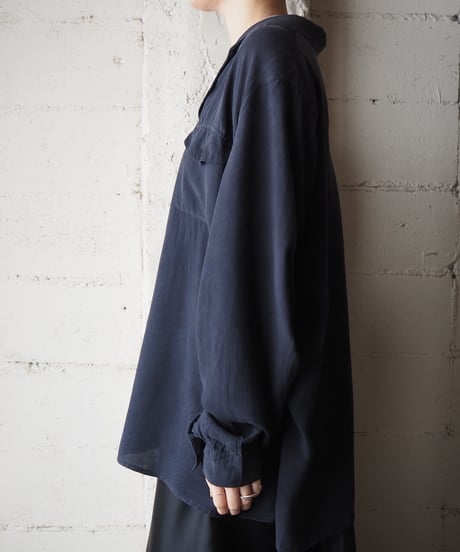 Pure Silk Open Collar Shirt BK
