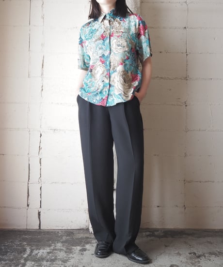 Rose Print Short Sleeve Shirt BL PI