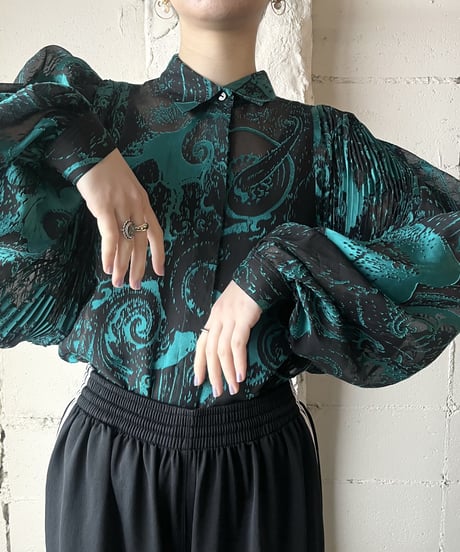 Pleated Volume Sleeve Opal Blouse GN