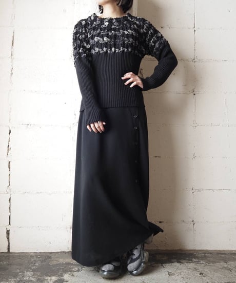 Shirring×Long Rib @ Pattern Knit BK
