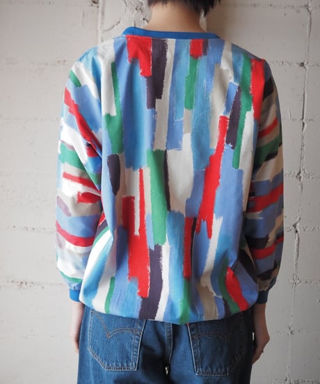Painted Pattern Pullover Shirt BLRE