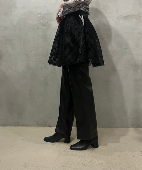 Side Line Mesh Mini Skirt BKWH