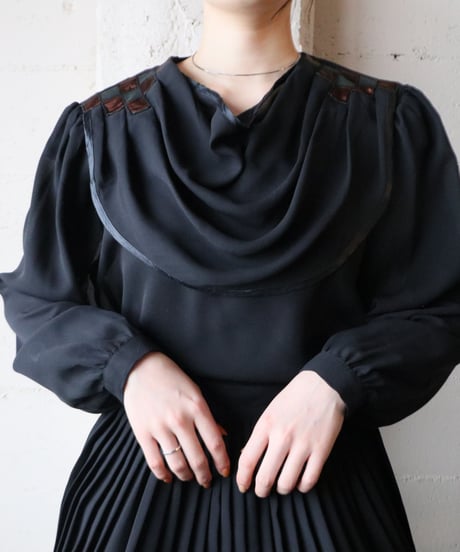 Drape Collar See Through Blouse BK