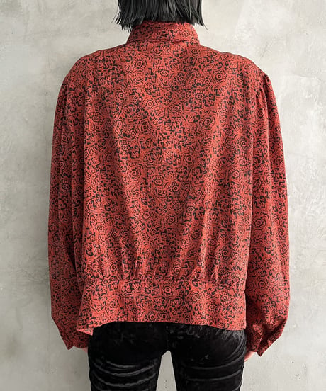 Pattern Band Collar Blouse RDBK