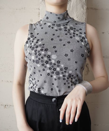 Flower Pattern Mock Neck N/S GL