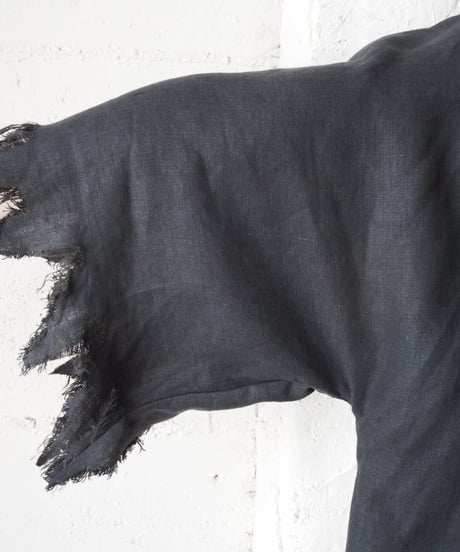 Linen Cutoff Design Pullover Dress BK