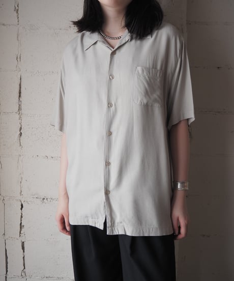 Neiman Marcus Silk Rayon Open Collar Short Sleeve Shirt BE