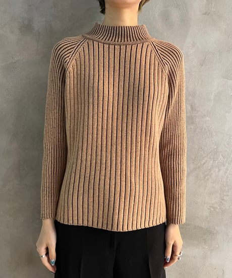 Mock Neck Rib Design Knit BE