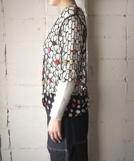 Colorful  Crochet Short Sleeve Cardigan BK