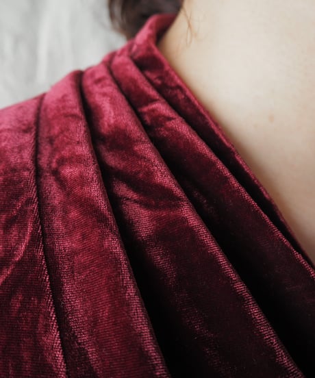 Shawl Collar Many Button Velour Dress BUR