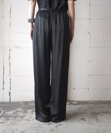 Belted Satin Wide Easy Pants BK