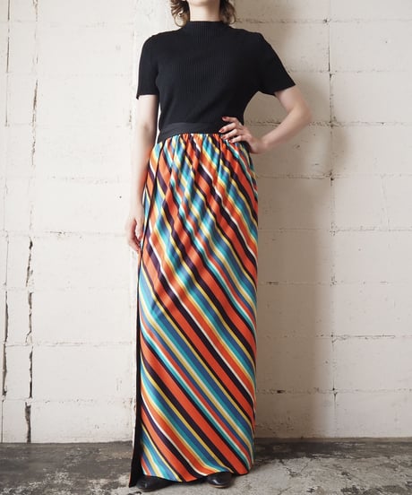 Reversible Stripe Wrap Skirt BKOR