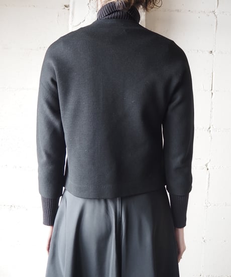 Collarless Big Button Cardigan BK