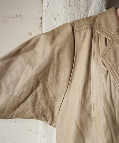 Open Collar Leather Jacket BE