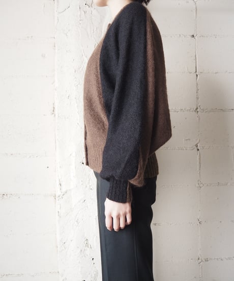 Tricolor Dolman Sleeve Mohair Cardigan BRBKKA