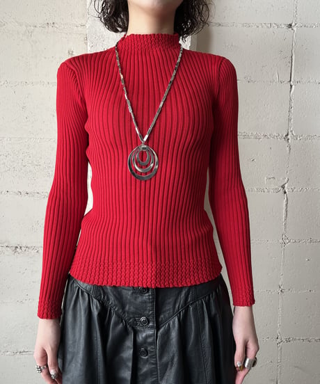 Pattern Neck&Hem Rib Knit RE