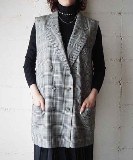 Check Pattern Remake Jacket Vest GRBKGN