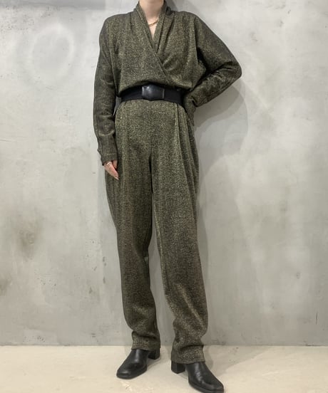Shawl Collar Glitter  Jump Suit BKGD