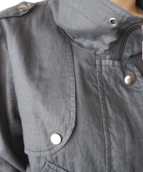 Stand Collar Zipup Shirt Jacket BK