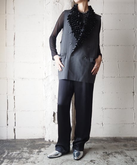 REMAKE Jacket Vest Tiered Frill Collar GRBK