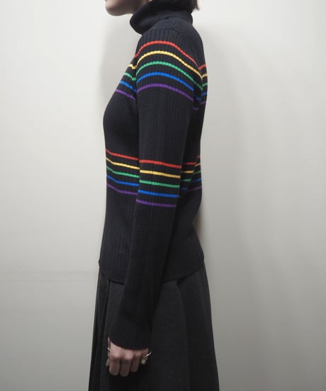 Turtle Neck rainbow Knit BK