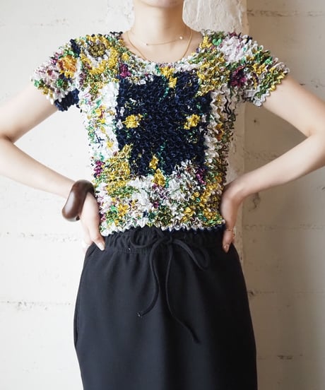 Flower Pattern Popcorn Blouse WHNV