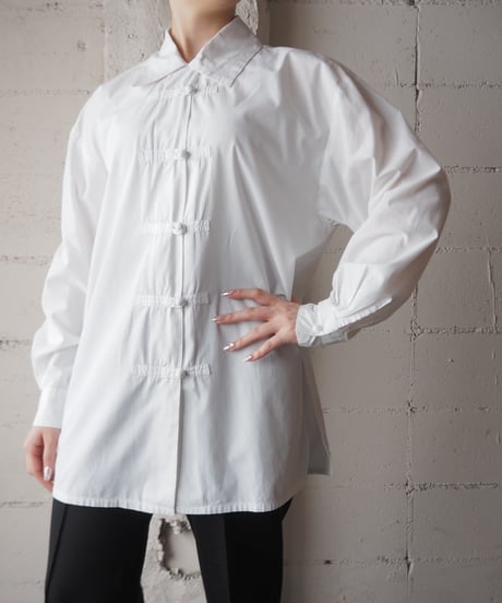 Side Slit Cotton China Shirt WH