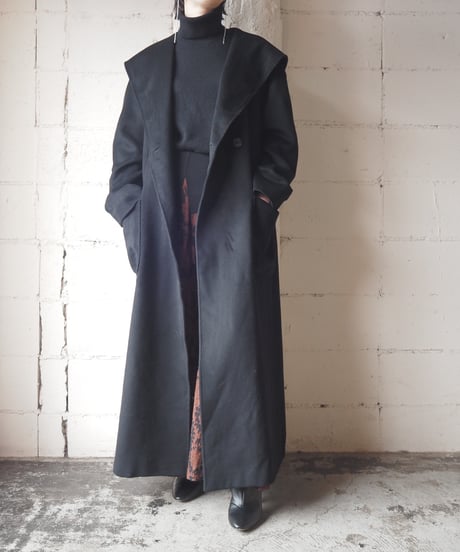 Aquascutum Shawl Collar Wool Long Coat BK