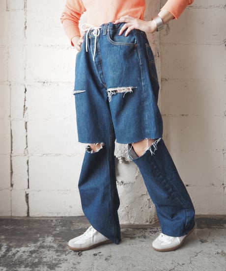 REMAKE Levi's501 Crashed Denim Pants NV