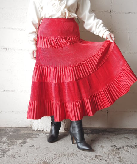 Shirring Design Long Skirt RE
