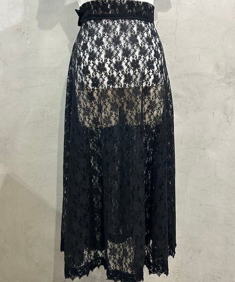 Flower Lace See-through Skirt BK